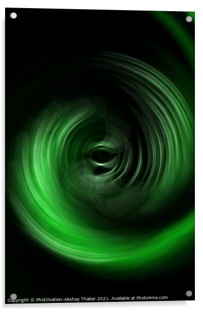 Green eye of imaginary twister. Artistically generated Digital art for creative display or decoration. Acrylic by PhotOvation-Akshay Thaker