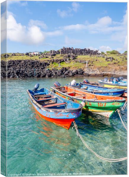 Easter Island Fishing Boats Canvas Print by Graham Prentice