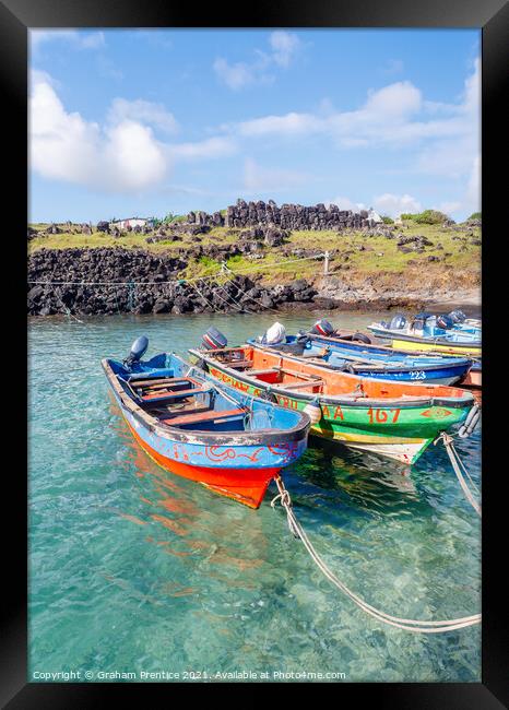 Easter Island Fishing Boats Framed Print by Graham Prentice
