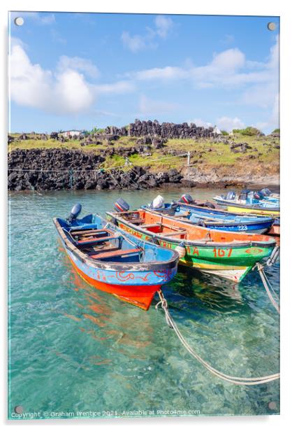 Easter Island Fishing Boats Acrylic by Graham Prentice