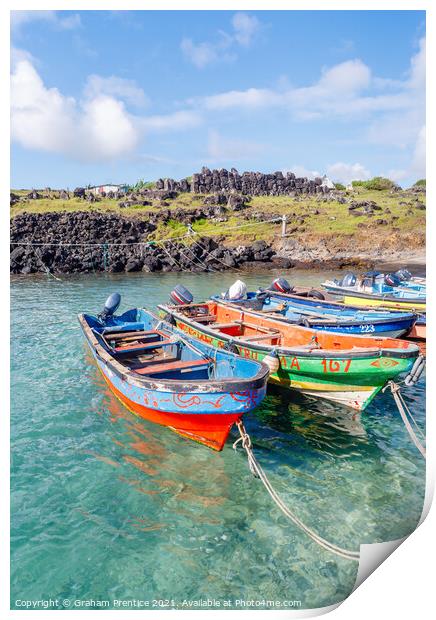 Easter Island Fishing Boats Print by Graham Prentice