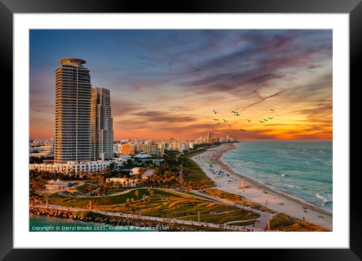 Condo Towers on Miami Beach at Dusk Framed Mounted Print by Darryl Brooks