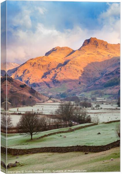 The Langdale Valley, Lake District, UK Canvas Print by Justin Foulkes