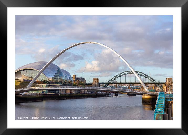 Gateshead Millennium Bridge over the River Tyne Framed Mounted Print by Milton Cogheil