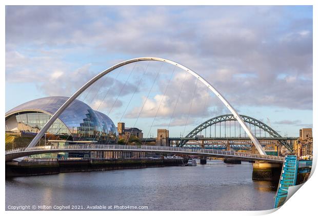 Gateshead Millennium Bridge over the River Tyne Print by Milton Cogheil