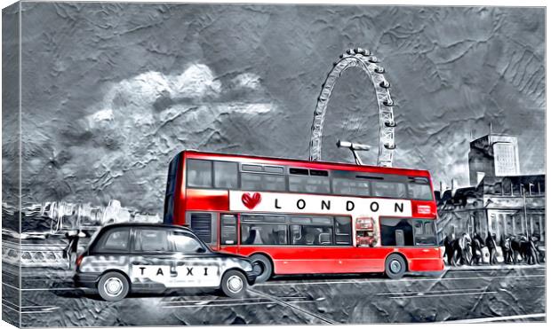 LONDON BUS & TAXI Canvas Print by LG Wall Art