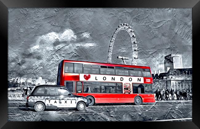 LONDON BUS & TAXI Framed Print by LG Wall Art