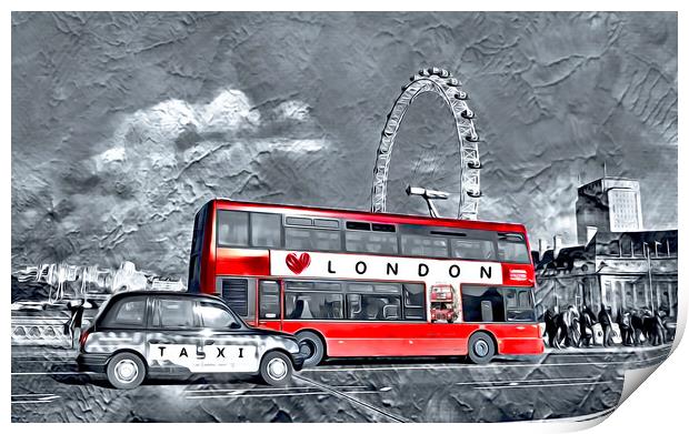 LONDON BUS & TAXI Print by LG Wall Art