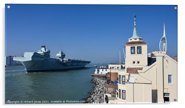 HMS Queen Elizabeth departs Portsmouth Acrylic by richard jones