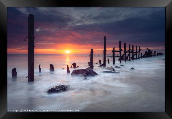 Majestic Sunrise over the Norfolk Coast Framed Print by Rick Bowden