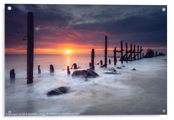 Majestic Sunrise over the Norfolk Coast Acrylic by Rick Bowden
