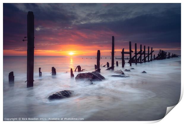 Majestic Sunrise over the Norfolk Coast Print by Rick Bowden