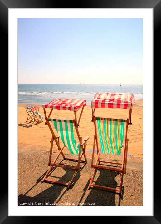 Isle of Wight Deckchairs. Framed Mounted Print by john hill