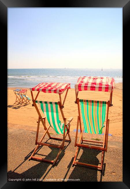 Isle of Wight Deckchairs. Framed Print by john hill