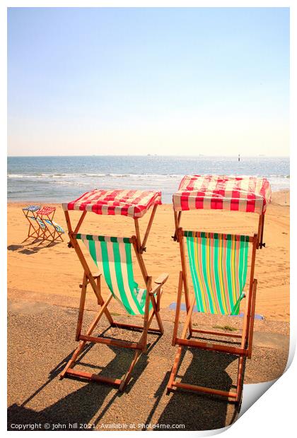 Isle of Wight Deckchairs. Print by john hill