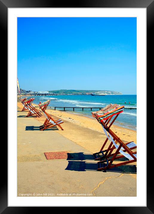 Early morning deckchairs. Framed Mounted Print by john hill