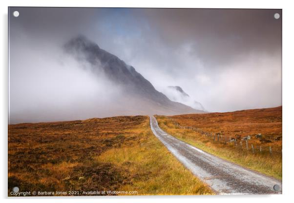 Road to the Mountains Glen Coe Scotland Acrylic by Barbara Jones