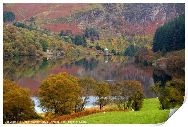 Penygarreg Reservoir Elan Valley Rhayader Powys Wa Print by Chris Warren