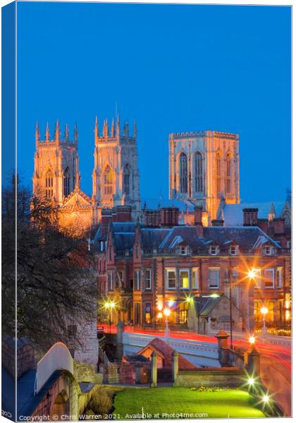 York Minster at twilight from the City Walls Canvas Print by Chris Warren