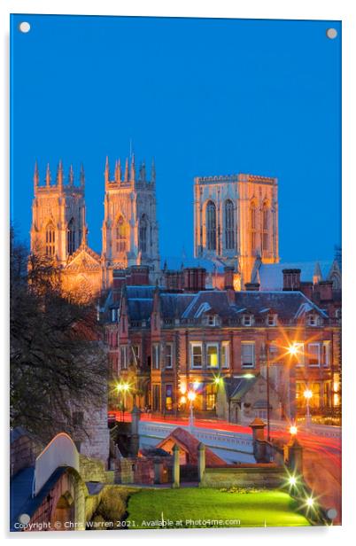 York Minster at twilight from the City Walls Acrylic by Chris Warren