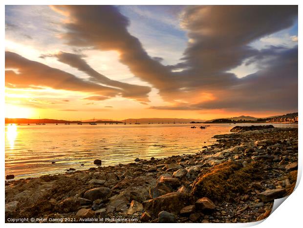 Sunset over Firth of Clyde Print by Peter Gaeng