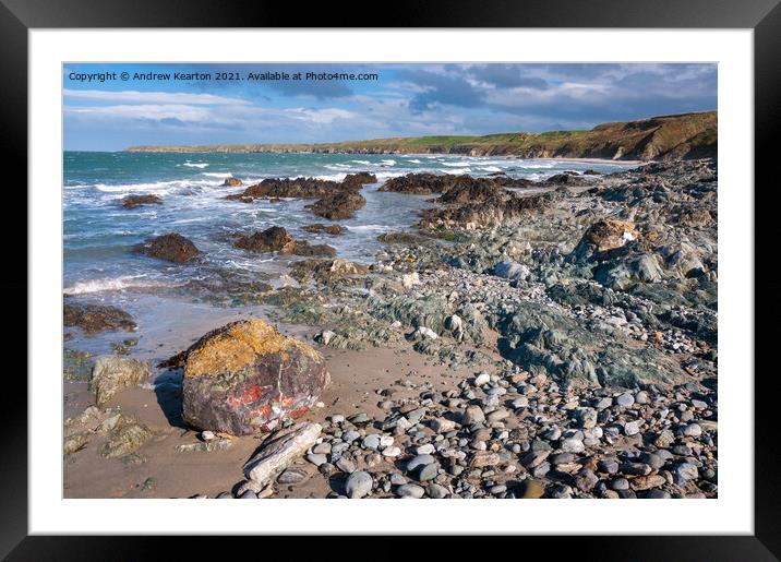 Penllech beach, Llyn Peninsula, North Wales Framed Mounted Print by Andrew Kearton