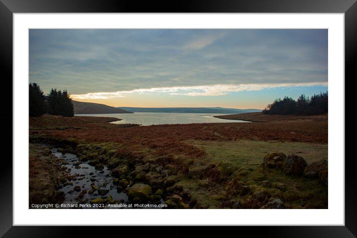 Morning view across the North Yorkshire Reservoir Framed Mounted Print by Richard Perks