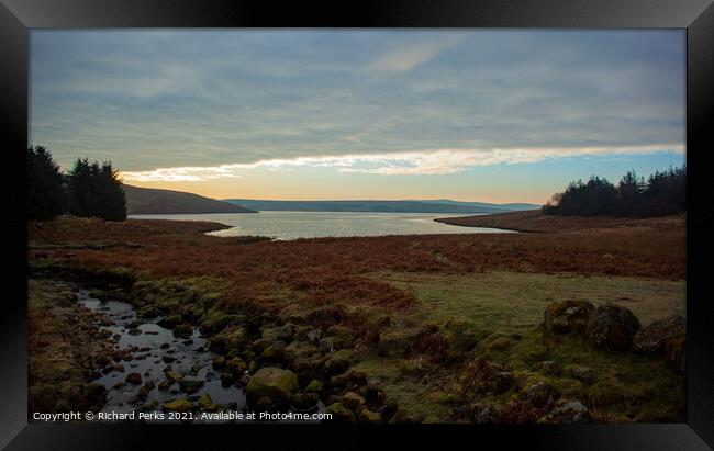 Morning view across the North Yorkshire Reservoir Framed Print by Richard Perks