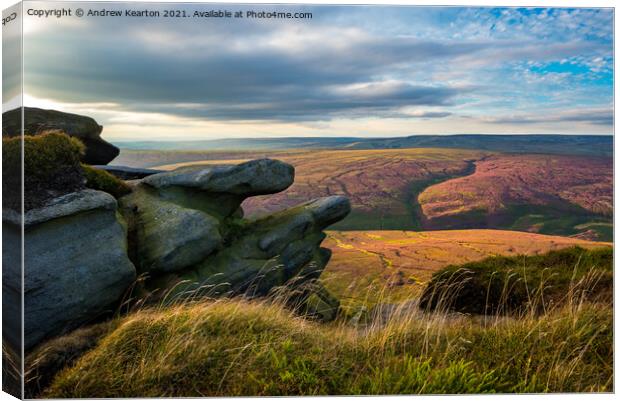 Peak District moorland on a summer evening Canvas Print by Andrew Kearton