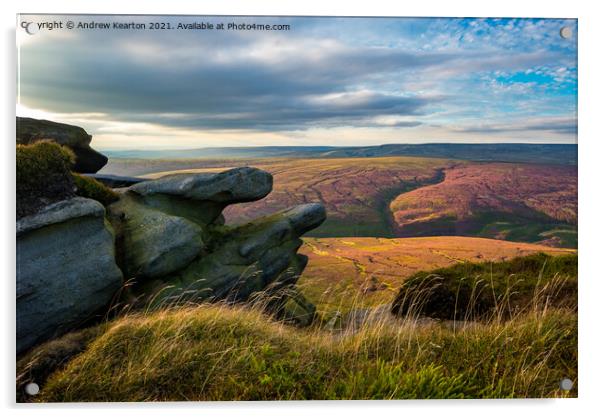 Peak District moorland on a summer evening Acrylic by Andrew Kearton