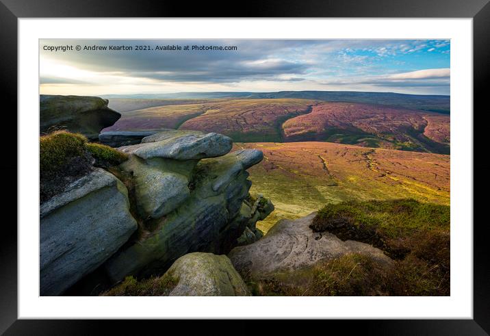 Dark Peak moorland in summer, Derbyshire, England Framed Mounted Print by Andrew Kearton