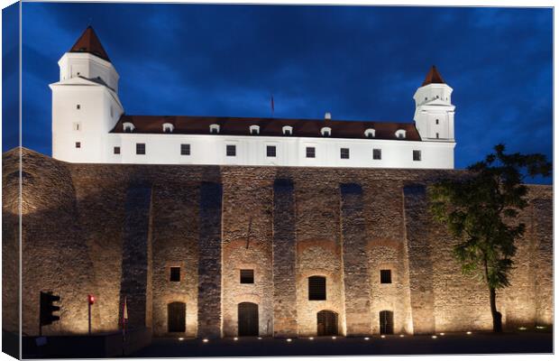Bratislava Castle at Night in Slovakia Canvas Print by Artur Bogacki