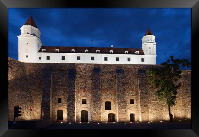 Bratislava Castle at Night in Slovakia Framed Print by Artur Bogacki