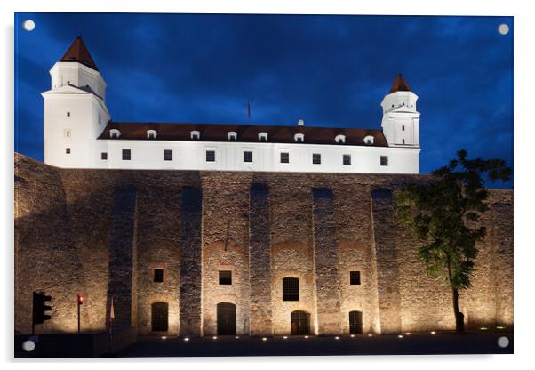Bratislava Castle at Night in Slovakia Acrylic by Artur Bogacki