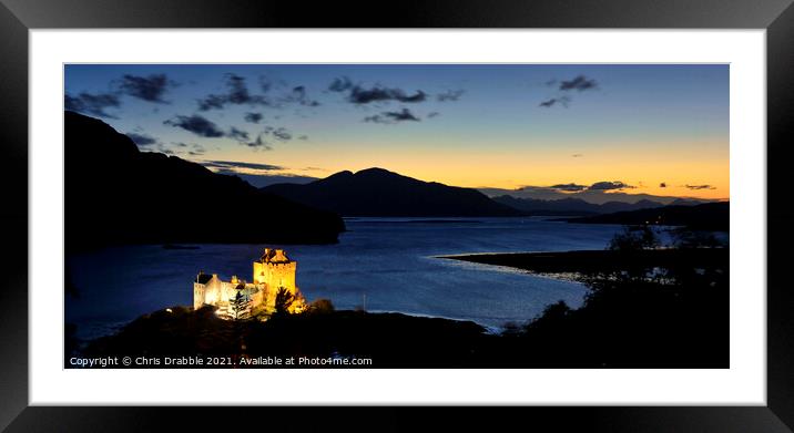 Eilean Donan Castle and the afterglow of sunset Framed Mounted Print by Chris Drabble