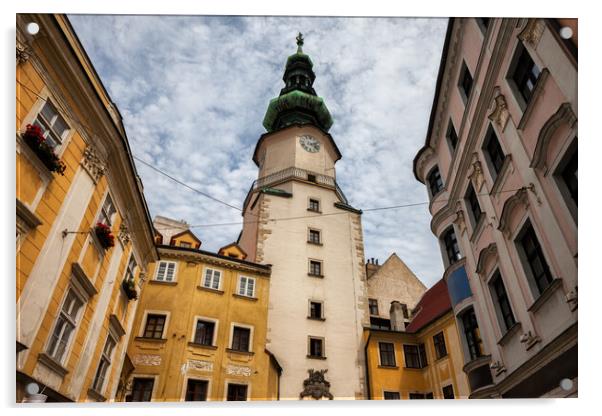 Michael Gate and Tower in Bratislava Acrylic by Artur Bogacki