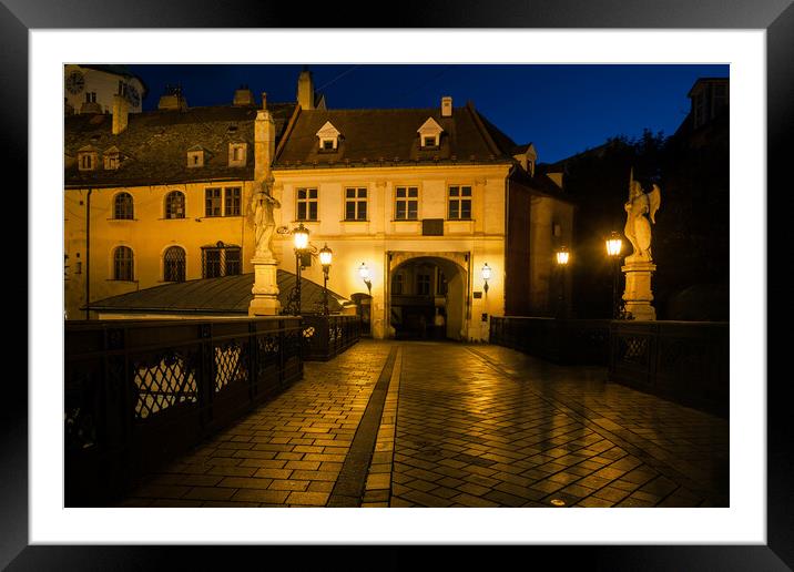 Bratislava Old Town at Night in Slovakia Framed Mounted Print by Artur Bogacki