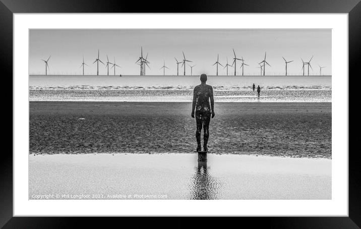 Iron Men Crosby looking out to sea Framed Mounted Print by Phil Longfoot