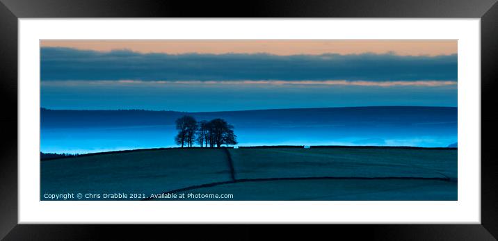 First light above Long Dale Framed Mounted Print by Chris Drabble
