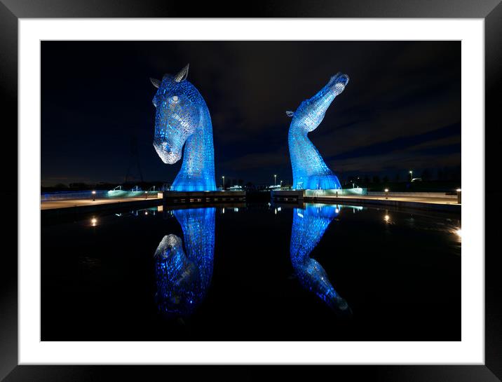 Kelpies Reflections. Framed Mounted Print by Tommy Dickson