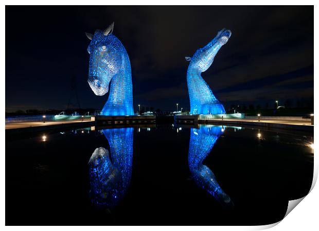 Kelpies Reflections. Print by Tommy Dickson