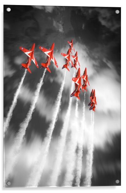 Red Arrows in Flight - Selective Acrylic by J Biggadike