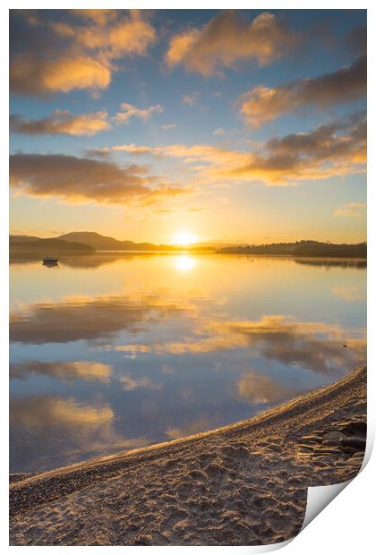 Loch Lomond beach sunrise Luss Print by Jonathon barnett