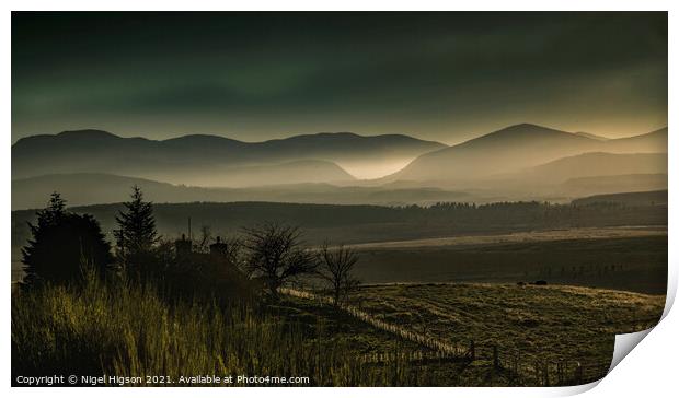 Mist over the Cairngorms Print by Nigel Higson