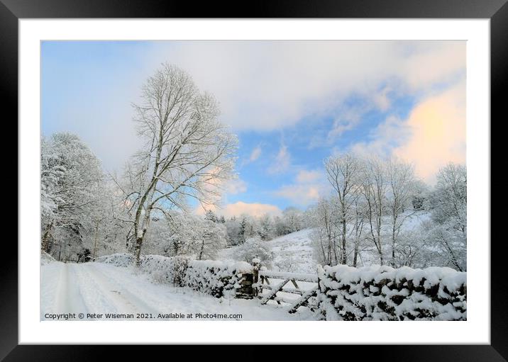 Snow scene, Wythop Valley, the Lake District Framed Mounted Print by Peter Wiseman