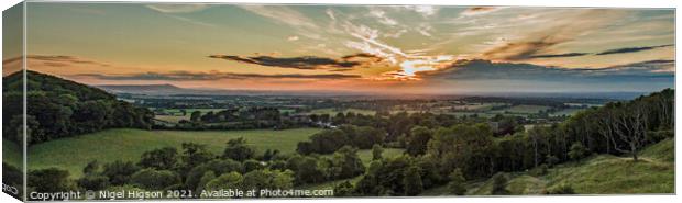 Sunset over Poynings and Fulking Canvas Print by Nigel Higson