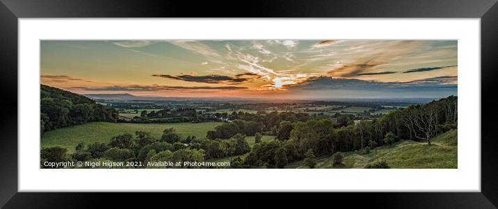 Sunset over Poynings and Fulking Framed Mounted Print by Nigel Higson