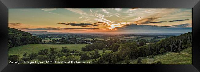 Sunset over Poynings and Fulking Framed Print by Nigel Higson