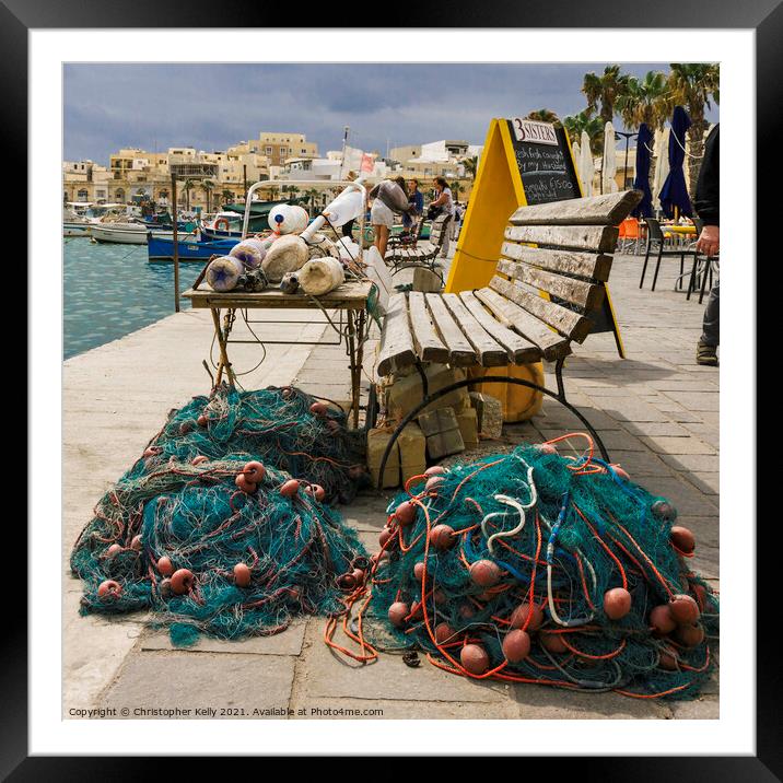Fishing Nets Framed Mounted Print by Christopher Kelly