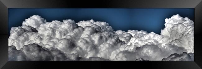 Vibrant storm clouds in sky panorama Framed Print by mark humpage